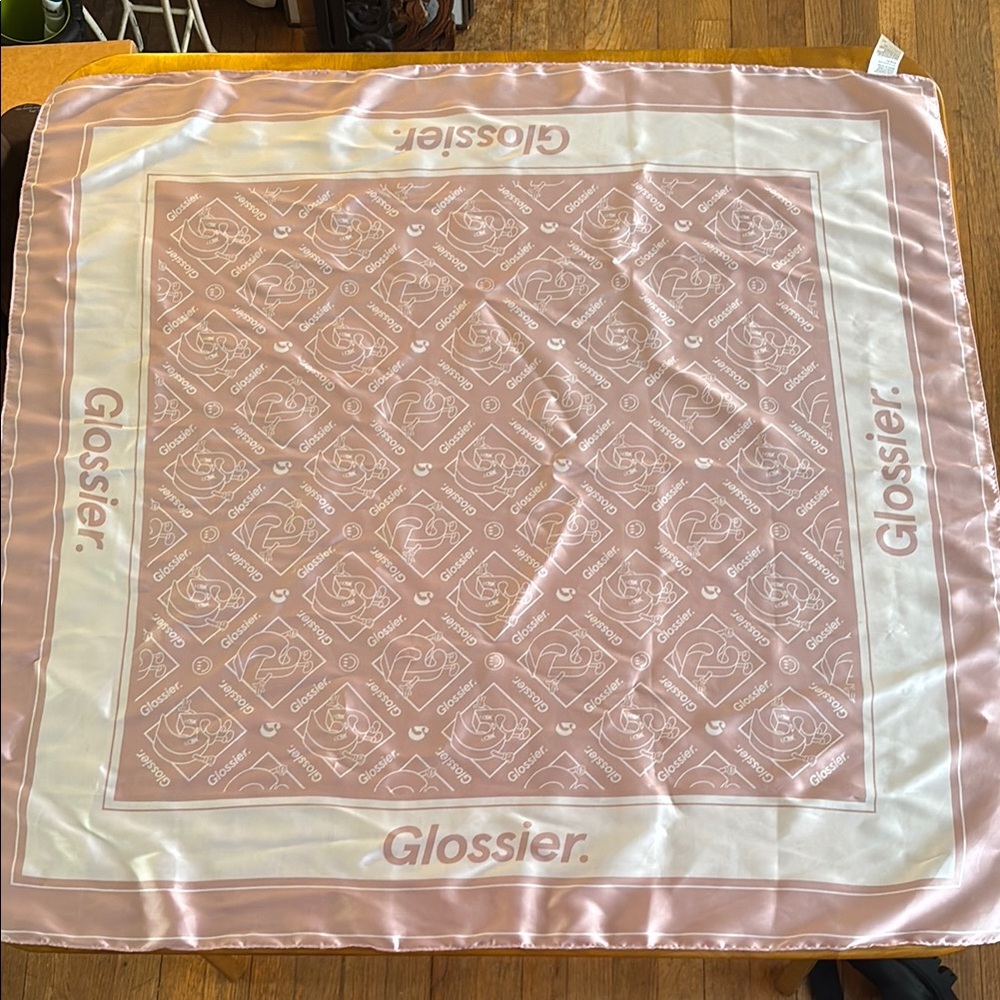 Glossier Pink and Cream vegan silky polyester chiffon, 31 by 32 new never worn